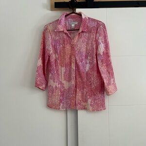 Christopher & Banks Pink and White Button Down Shirt
